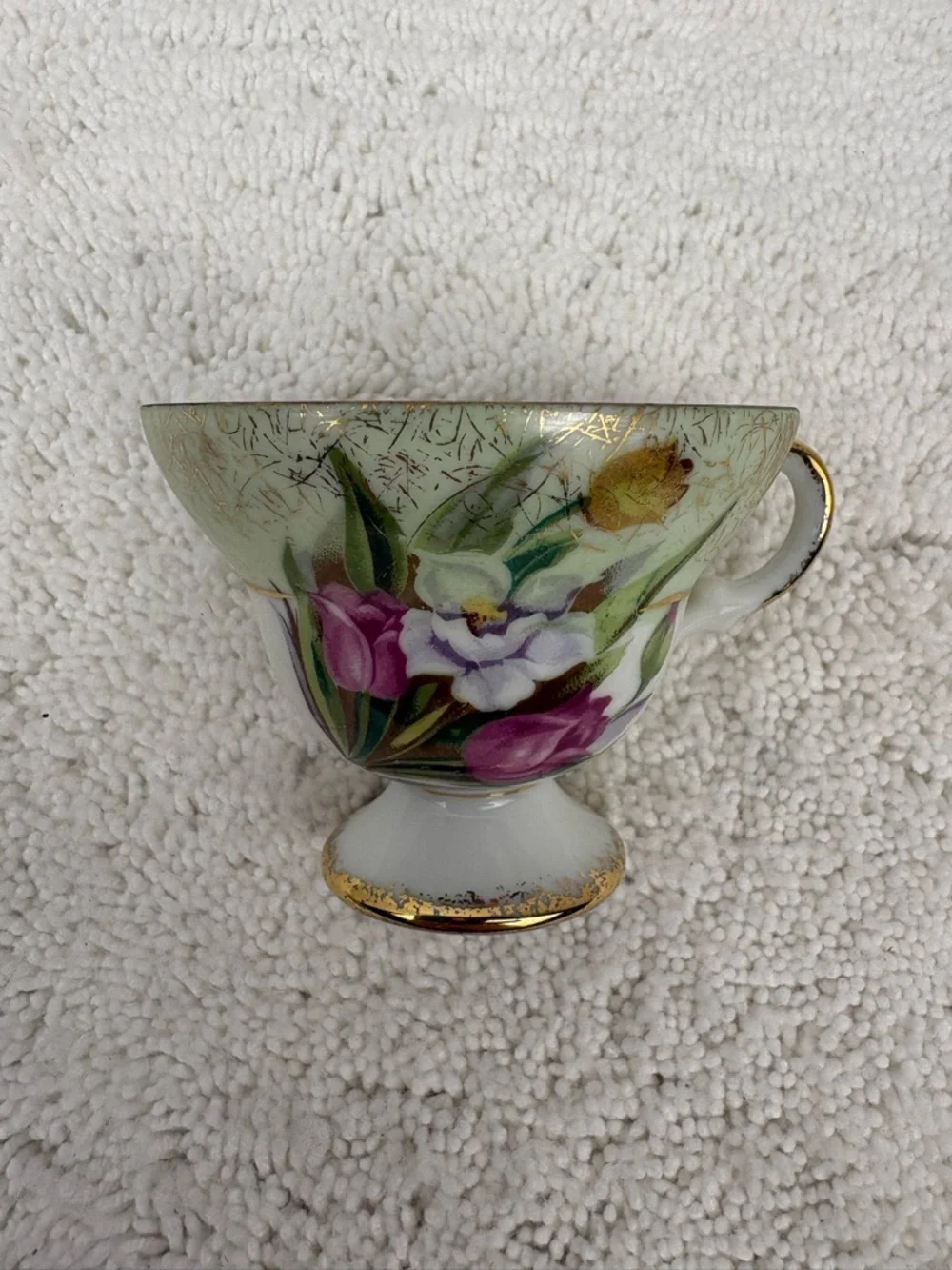 Vintage Unbranded 1960’s Lusterware Footed Tea Cup with Saucer